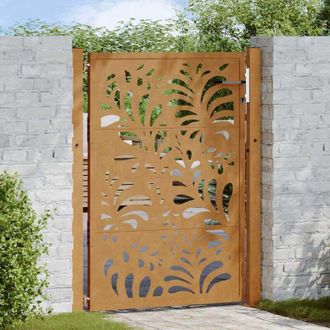 vidaXL Puerta De Jard&iacute;n De Acero Desgastado Dise&ntilde;o Ondulado 105x130 Cm Vidaxl