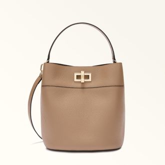 Furla Amelia Bucket Bag S Toffee Grained Calf Leather Woman