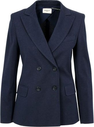 Max Mara Milano-knit Double-Breasted Jersey Blazer - Dames - Blazers - Blauw - L - Katoen - Jassen