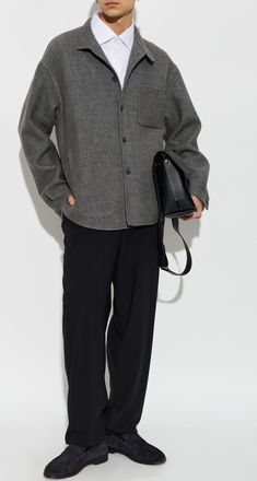 Giorgio Armani Stand-collar Jacket, Mens, Grey