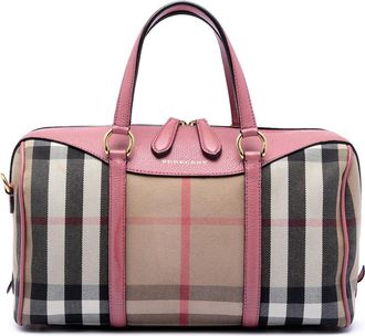 Burberry Pre-owned Burberry Medium House Check Canvas Derby Alchester Bowling Bag ITCF&10SCA