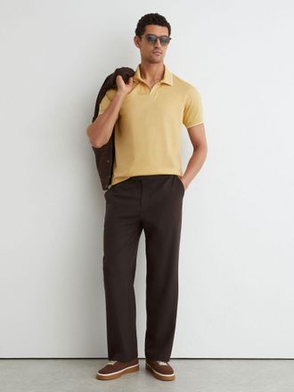 Reiss Yellow Air-water Cotton Tipped Polo Shirt, XL