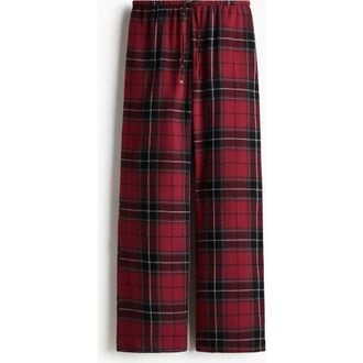 H&M Drawstring Trousers in Red/plaid at Nordstrom, Size Xx-Small