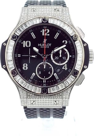 Hublot Pre-owned Hublot Big Bang Chronograph Diamond Black Dial Mens Watch 301.SW.130.RX.094