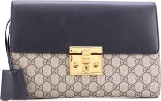 Gucci Padlock GG Canvas and Leather Large clutch bag - Zwart