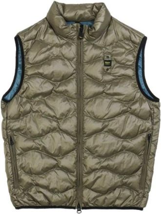 Blauer Groene Mouwloze Geruite Jas - Heren - Bodywarmers - Groen - S - Jassen