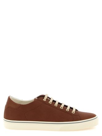 Brunello Cucinelli Brown Calfskin Low Top Mens Sneakers