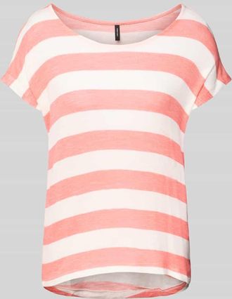 Vero Moda Boxy Fit T-Shirt mit Allover-Muster Modell WIDE in Apricot Melange, Gr&ouml;&szlig;e XS