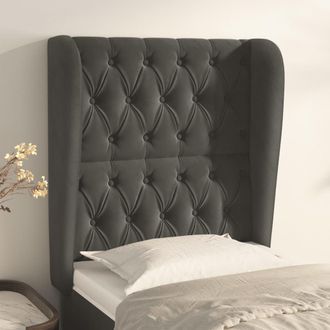 vidaXL Cabecero Con Orejas De Terciopelo Gris Oscuro 83x23x118/128 Cm Vidaxl
