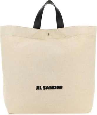 Jil Sander Zandkleurige Canvas Shopper - Dames - Shoppers - Beige - ONE Size - Tassen