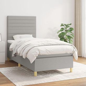 vidaXL Vidaxl - Cama Box Spring Con Colch&oacute;n Tela Gris Claro 90x200 Cm