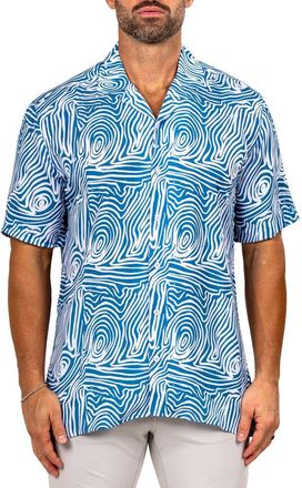Maceoo Apachi Marthyr0250 Blue Camp Shirt at Nordstrom, Size 3