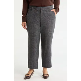 Wit & Wisdom Skyrise Ankle Slim Straight Leg Pants in Charcoal Umber Multi at Nordstrom, Size 14W