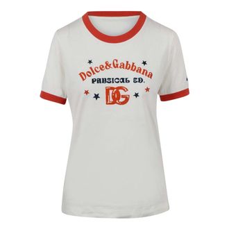 Dolce & Gabbana T-Shirts, female, White, Size: XS Crew-neck T-shirt with vintage print
