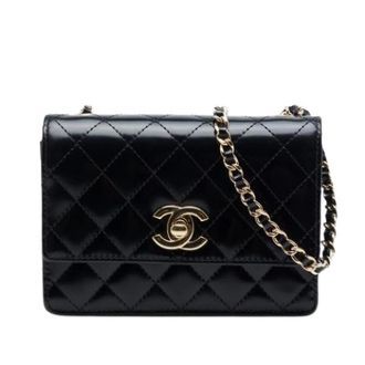 Chanel Pre-owned Quilted Leather Crossbody Bag - Dames - Pre-owned - Zwart - Maat: ONE Size Leer