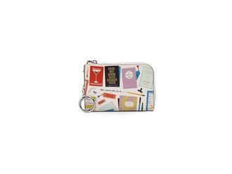 Kate Spade New York Mini Zip Card Case Print Smooth Leather Mini Zip Card Case Wallet Womens Handbags Cream