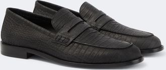 Manolo Blahnik Croc-effect leather penny loafers