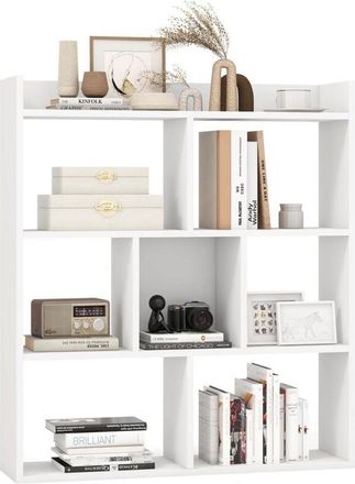 Costway Costway - Librer&iacute;a Con 7 Compartimentos Abiertos, Estanter&iacute;a De Almacenamiento De Madera, Estanter&iacute;a De Libros Con Dispositivos Antivuelco, Librer&iacute;a M