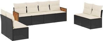 vidaXL Set De Sof&aacute;s De Jard&iacute;n 8 Piezas Y Cojines Rat&aacute;n Sint&eacute;tico Negro Vidaxl