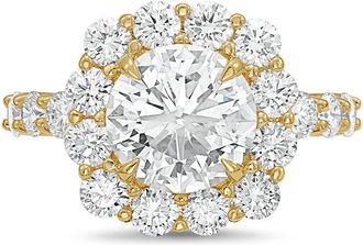 Diana M. Jewels 14kt yellow gold 2.00cts Lab-Grown Round Diamond Halo Ring with Diamond Band