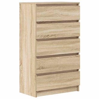 Berkfield Home Drawer Cabinet Sonoma Oak 60x36x103 cm Engineered Wood in Light Tan | Size: 60 x 36 x 103 cm