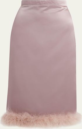 Valentino Garavani Feather-Trim Satin Skirt