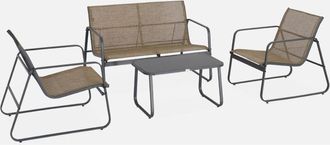 Sweeek Conjunto de muebles de jardín en metal para 4 plazas