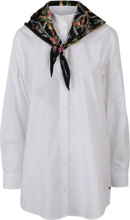 Dolce & Gabbana Poplin overhemd met zijden sjaal - Dames - Overhemden - Wit - S - Overhemden