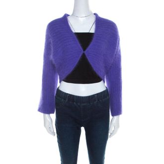 Escada Purple Angora Blend Button Front Fuzzy Bolero
