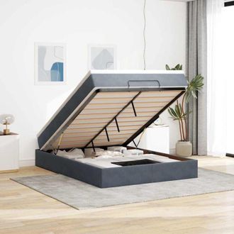vidaXL Estructura Cama Otomana Colch&oacute;n Terciopelo Gris Oscuro Vidaxl
