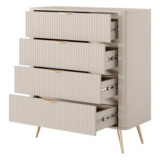 Dmora Aparador Haliso, Alacena 4 Cajones, Un Estante, Puerta Corredera, 88x38x101h Cm Beige