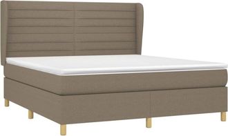 vidaXL Cama Box Spring Con Colch&oacute;n Tela Gris Taupe 180x200 Cm Vidaxl
