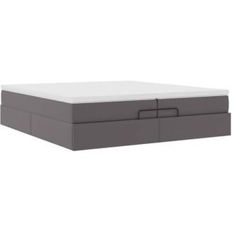 vidaXL Estructura Cama Otomana Colchones Cuero Sint&eacute;tico Gris Vidaxl