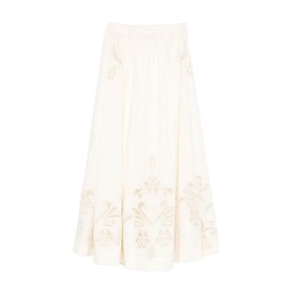 Forte_Forte Midi Skirts, female, Beige, Size: XS Elasticated Waist Flared Skirt