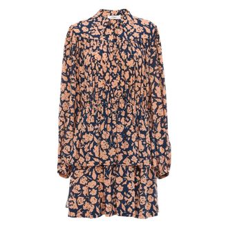 Chlo&eacute; Short Dresses, female, Multicolor, Size: XS Gathered Mini Dress in Cr&ecirc;pe de Chine