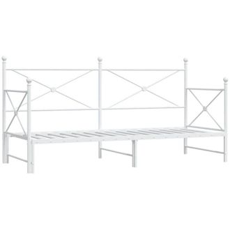 vidaXL Daybed with Trundle without Mattress White 75x190 cm Steel vidaXL
