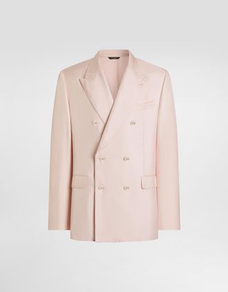 Dolce & Gabbana Sicilia Light Double-breasted Silk Twill Jacket - Man Suits And Blazers Pink 44