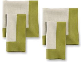 Solino Home Linen Dinner Napkins Set of 4, 20 x 20 Inch for Dining Table, Holiday and Everyday Table Decor - Contempo in Avocado And Natural at