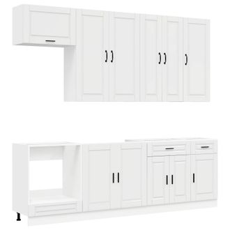 vidaXL Unidad De Cocina Porto 8 Uds. Blanco Brillante Vidaxl
