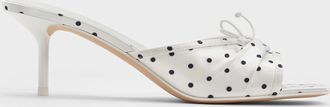 Charles & Keith Sadira Dotted Ruched Bow Heeled Mules