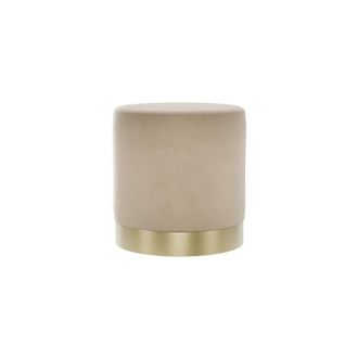 LPD Furniture Lpd Furniture - Lara Small Pouffe - Velvet/Metal - L41.5 x W41.5 x H44 cm - Beige/Gold Brushed