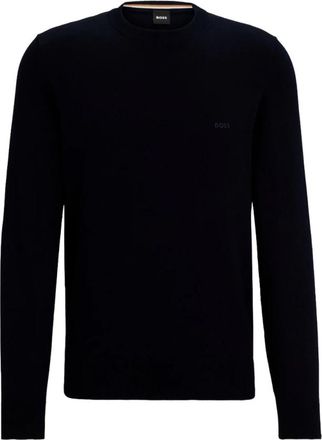 HUGO BOSS Gestofde trui met ronde hals - Heren - Ronde hals truien - Blauw - S - Truien & Vesten