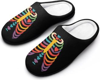 Generic LGBTQ Proud Heart Ribcage Funny Mens Cotton Slippers Soft Non-Slip Rubber Sole House Slipper Indoor Outdoor