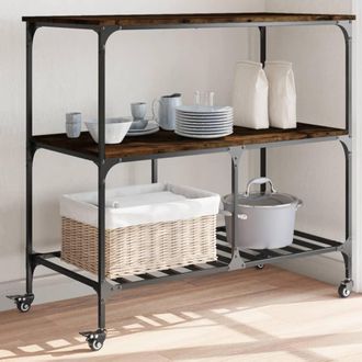 vidaXL Vidaxl - Carrito De Cocina Madera Ingenier&iacute;a Roble Ahumado 100x50x95 Cm