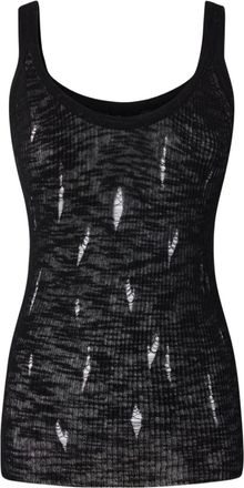 Pinko Canotta semi trasparente con scollo ampio - Nero