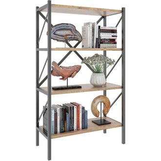 ebuy24 Ebuy24 - vcm Madera Metal Almacenamiento Estante Estantería Decoración Libros Estante Estante Insasi 4 (Roble de Miel)