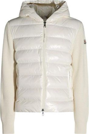 Moncler Nylonjack met mouwen van wol en kasjmier - Heren - Winterjassen - Wit - S - Wol - Jassen