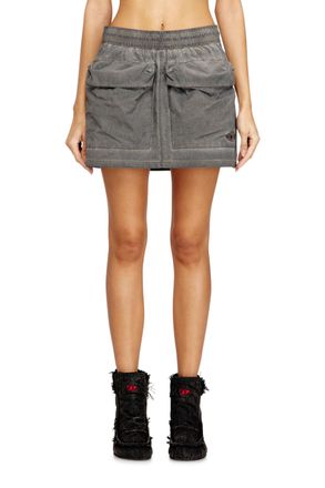 Diesel Nylon mini skirt with maxi pouch pockets - Skirts - Woman - Grey