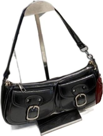 Generic PU Leather Multi Pocket Storage Shoulder Bag, Vintage Large Capacity Womens Armpit Bag Zipper Handbag(Black)