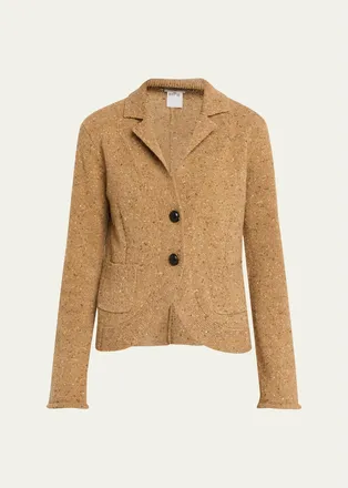 Lafayette 148 New York Donegal Curved-Hem Cashmere Jacket